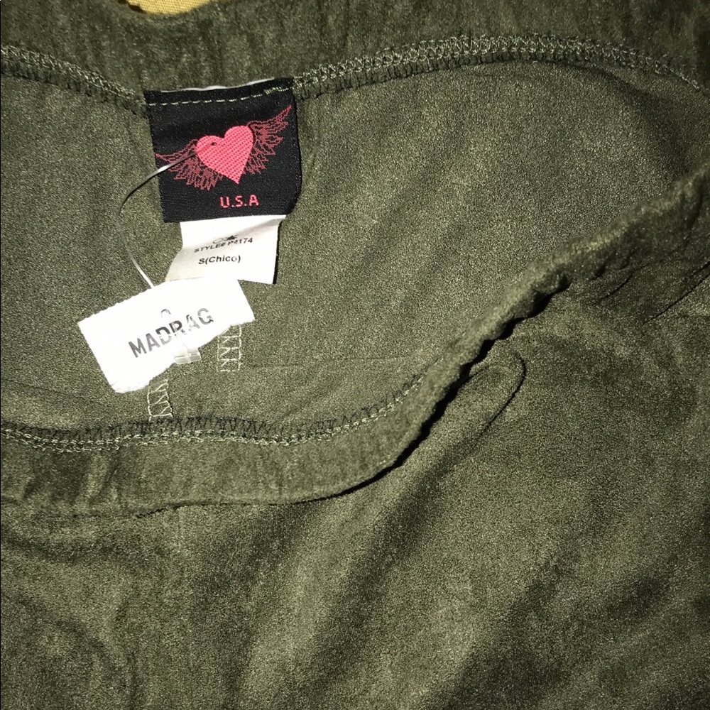 Olive and  Burgundy bell pants size s